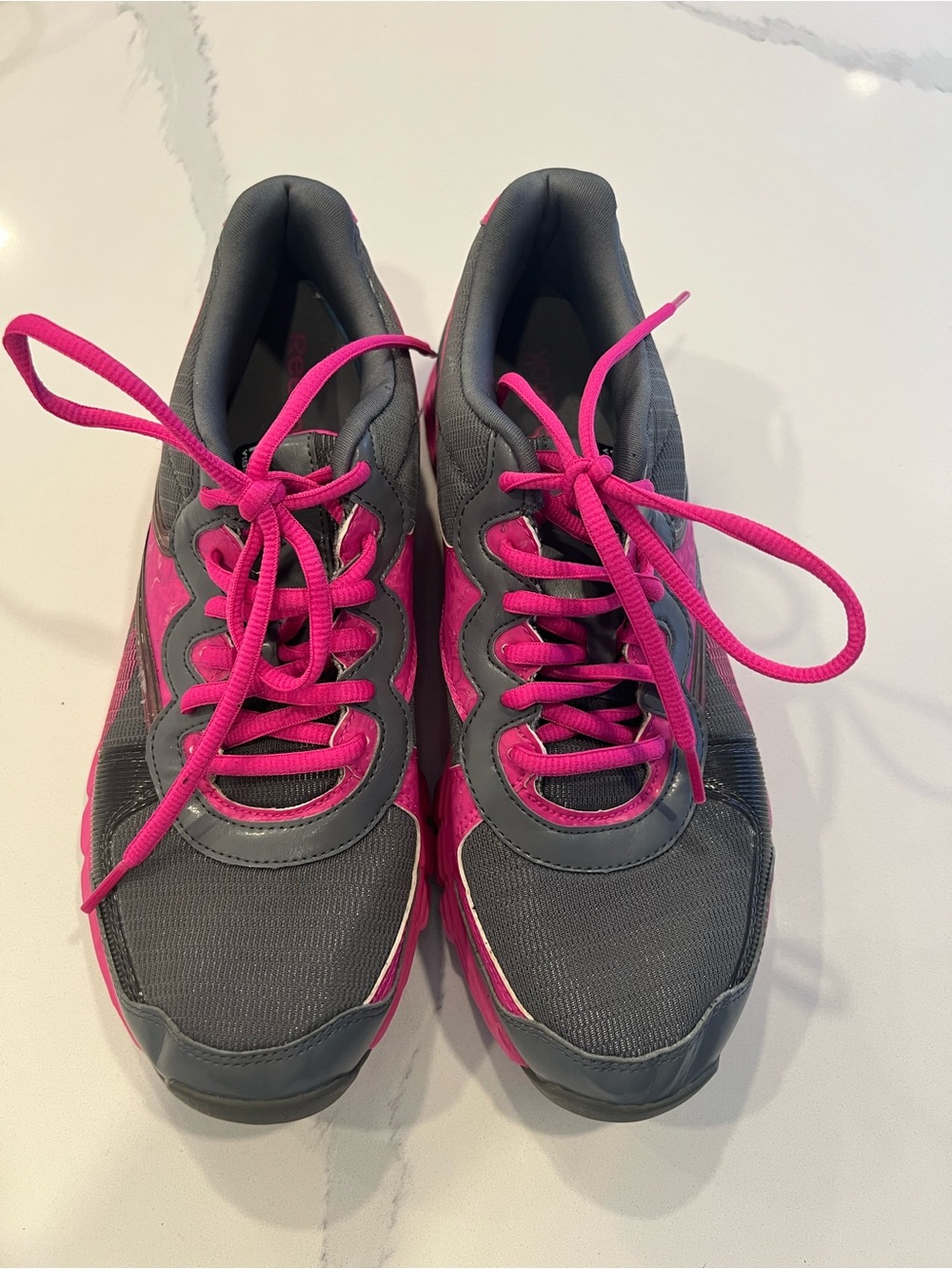 Reebok Women's Grey and Hot Pink Running Shoes
